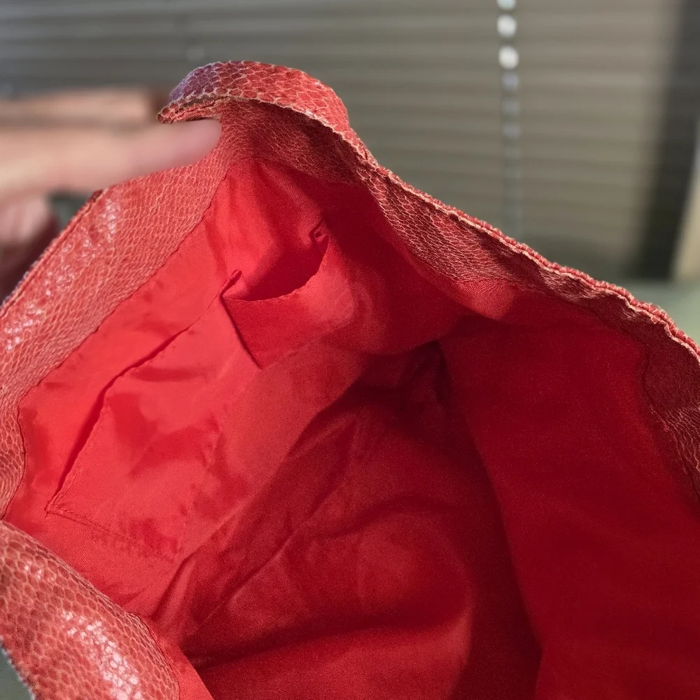 Saks Fifth Ave Elegant Red Tote Bag